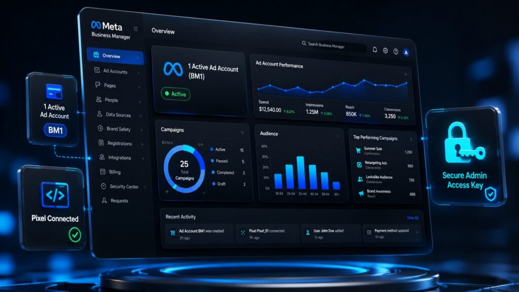 Best Quality buy Unverified Facebook Business Manager BM1 Account Dashboard